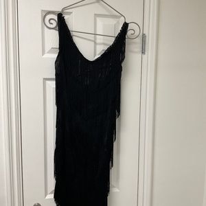 Black Fringe Flapper Dress